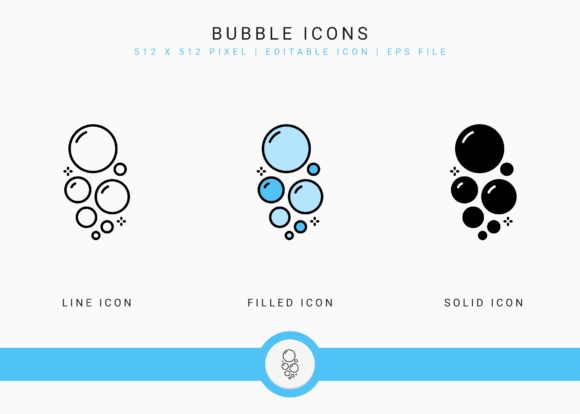 Bubble Icons Set: Editable Vector Graphics for UI