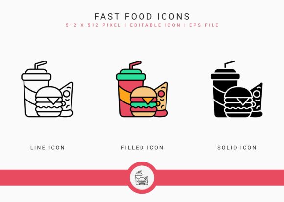 Fast Food Icons Set: Versatile Vector Graphics